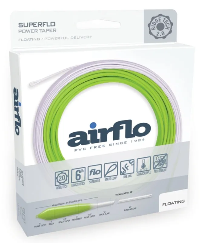 Airflo Ridge 2.0 Superflo Power Taper Fliegenschnur chartreuse white- # 5