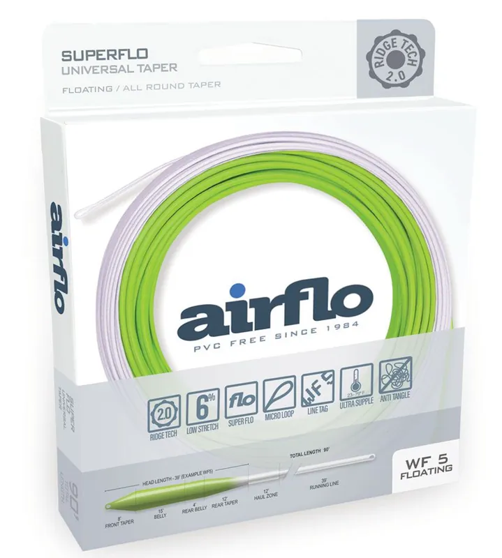 Airflo Superflo Universalt Trout & Streamer Taper Fliegenschnur chartreuse white- # 5