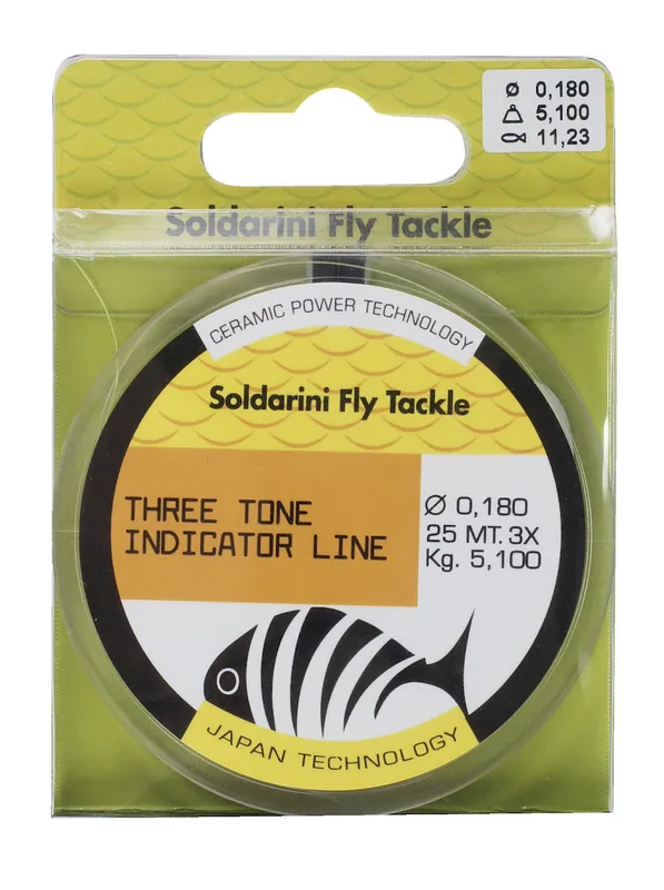 Soldarini Fly Tackle Three Tone Indicator Line Sichthilfe orange/white/yellow- 0,18 mm