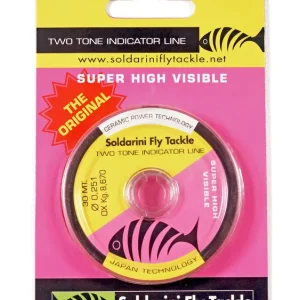 Soldarini Fly Tackle Two Tone Indicator Line Super Visible Sichthilfe fluo pink/fluo gelb- 0,14 mm