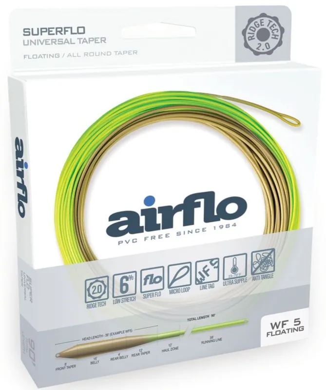 Airflo Ridge 2.0 Superflo Universal Taper Trout Floating Fliegenschnur Moss Olive/Chartreuse- # 4