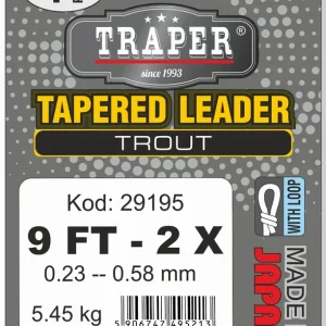 Traper Tapered Leader Trout 9 ft Pre-Looped- 4X - 0,18 mm - 3,95 kg