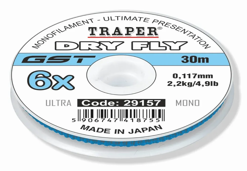 Traper Dryfly Mono Tippet Vorfachmaterial 30 m Spule- 7X - 0,102 mm