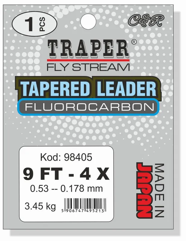 Traper Tapered Leader Fluorocarbon 9 ft- 3X - 0,208 mm - 4,15 kg