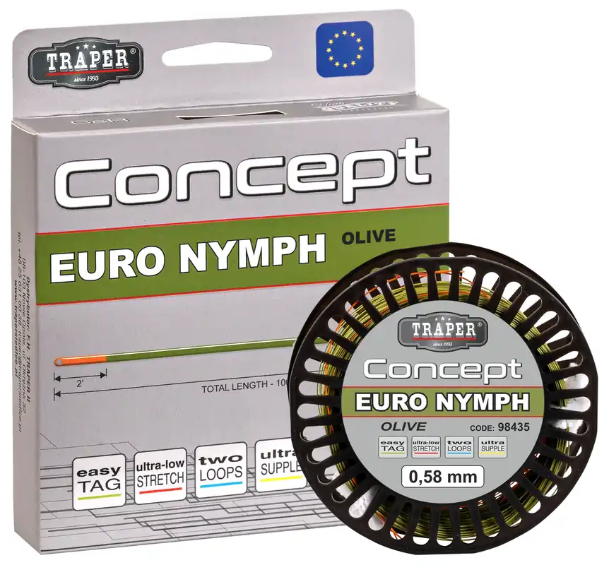Traper Concept Euro Nymph Line 0,58mm Floating Olive Orange-