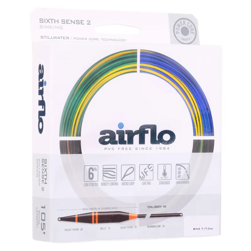 Airflo Sixth Sense 2 - Sink 7 Long Belly Distance Fliegenschnur Black- # 6/7
