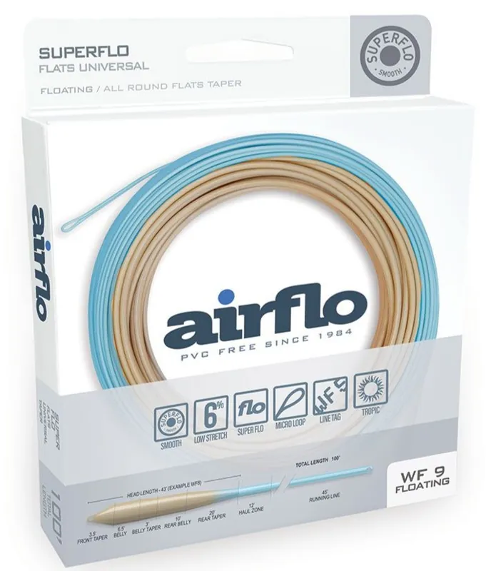 Airflo Superflo Flats Universal Floating Tropical Saltwater Fliegenschnur Sand/BlueSky- # 11