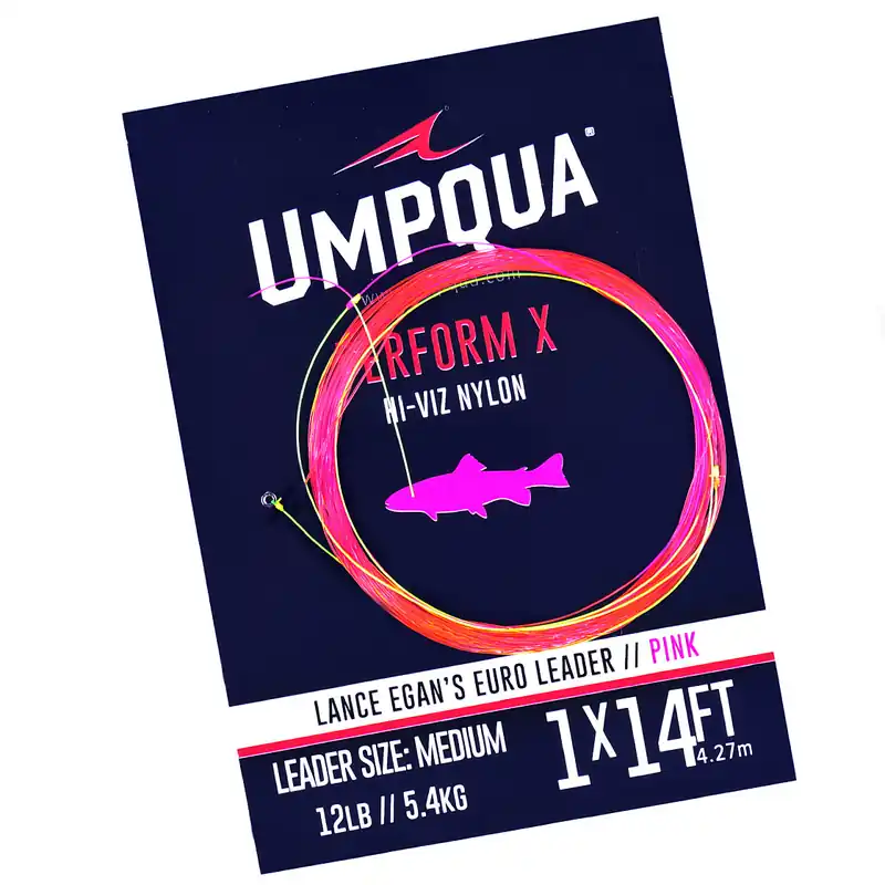 Umpqua Egans Euro Nymph Leader Medium Hot Orange 14ft 2X Vorfach-