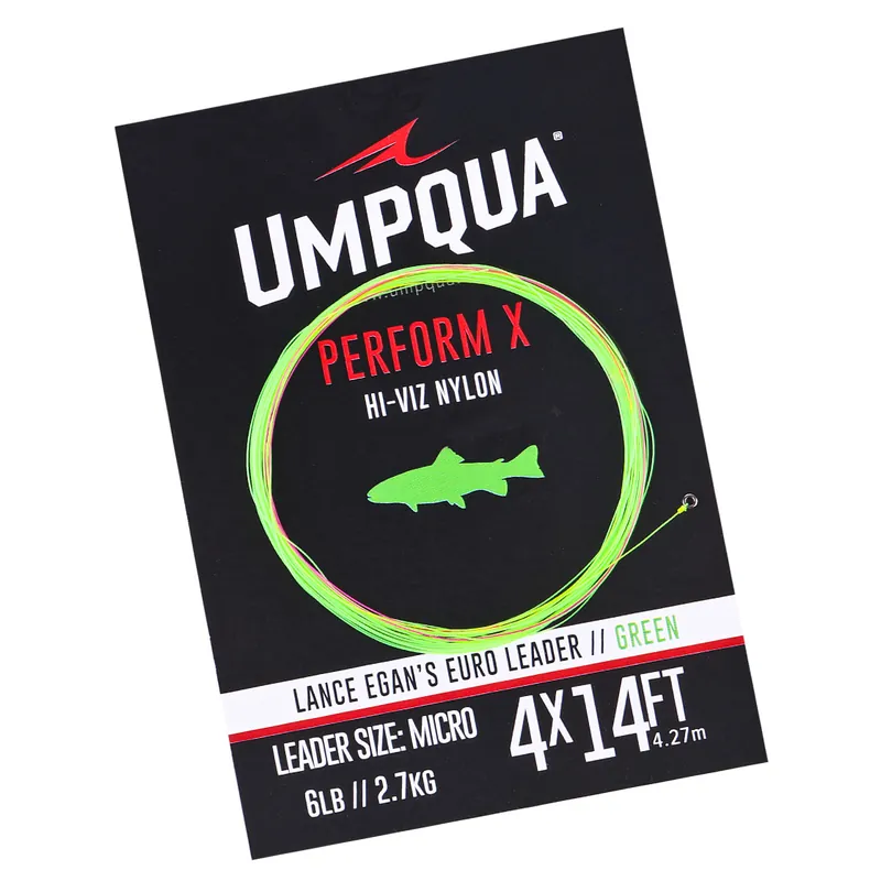 Umpqua Egans Euro Nymph Leader Micro Hot Green 14ft 4X Vorfach-
