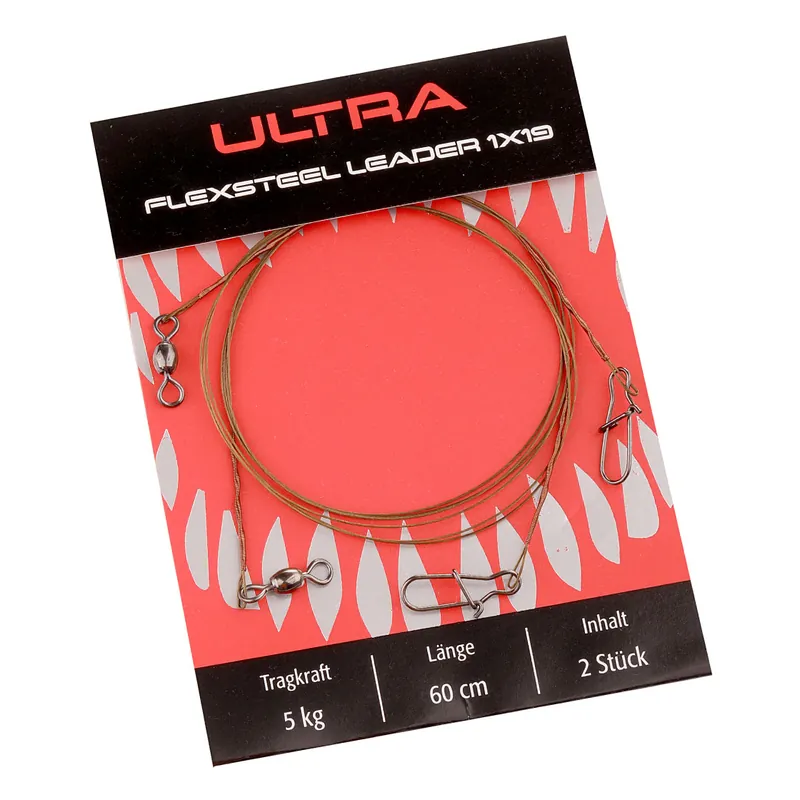Climax Ultra 1x19 Flexsteel Leader Stahlvorfach 60 cm 2er Pack-                                                                                                                                                                                                                        5 kg