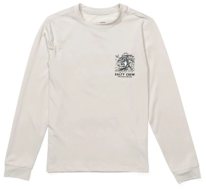Salty Crew Surf Shark BoysLS Sun Protection Shirt athletic heather- S