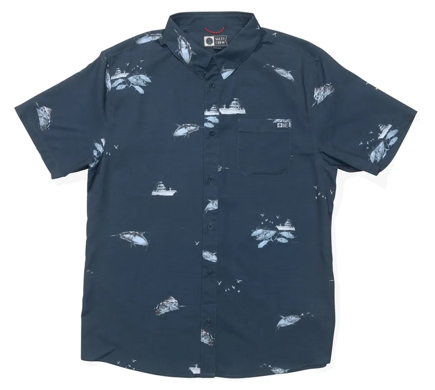 Salty Crew Breezer Perf Button Up Shirt midnight navy- S