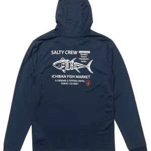 Salty Crew Fish Market Hood Sun Protection Shirt navy- S