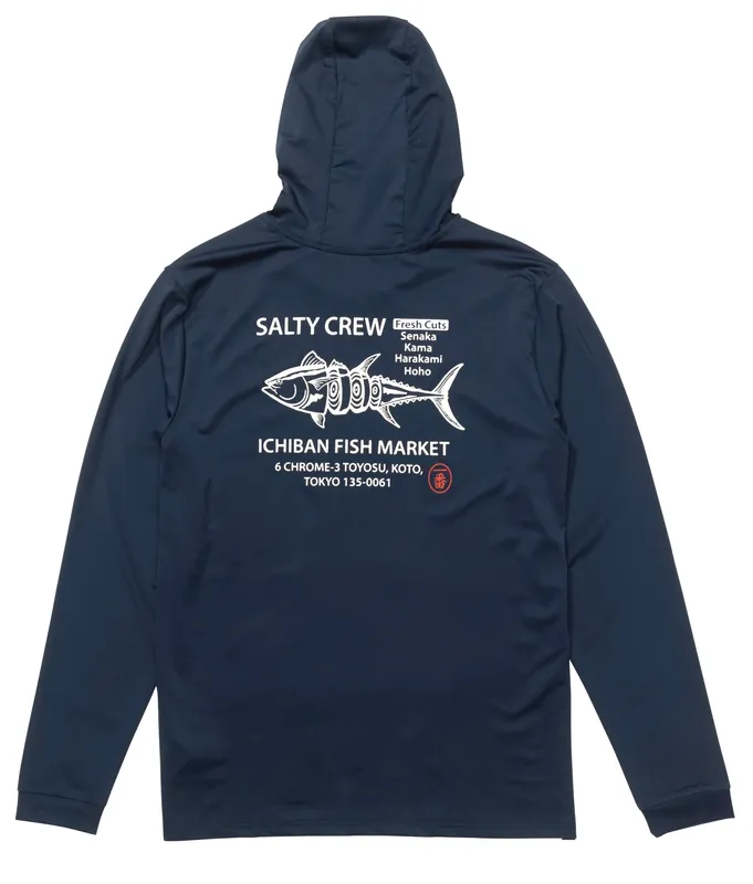 Salty Crew Fish Market Hood Sun Protection Shirt navy- S