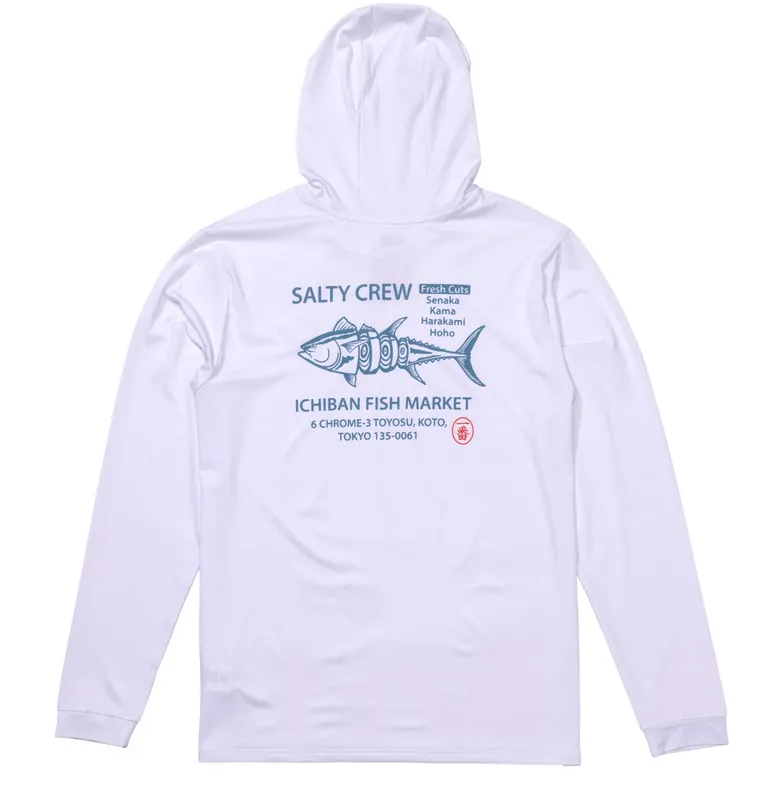Salty Crew Fish Market Hood Sun Protection Shirt white- S