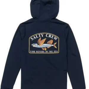 Salty Crew Fly Home Boys Hood Sun Protection Shirt navy- S