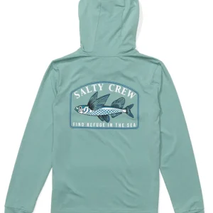 Salty Crew Fly Home Boys Hood Sun Protection Shirt seaside heather- S