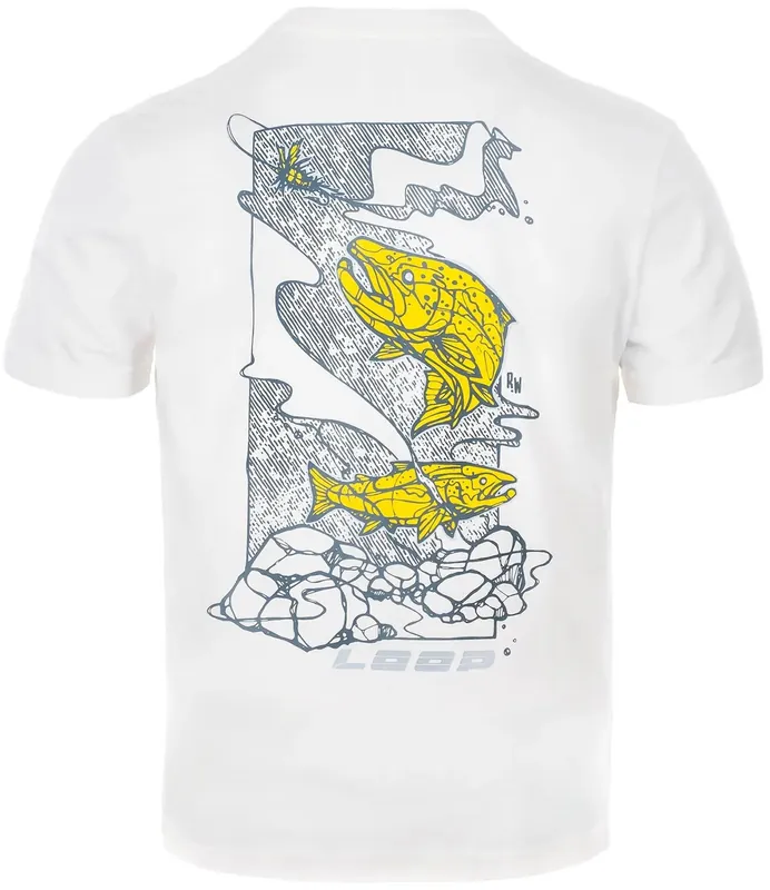 Loop Logo T Shirt Atlantic Salmon Optic White- S