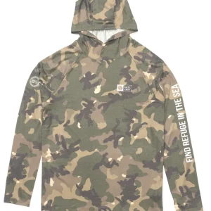 Salty Crew Mariner Hood Tech T-Shirt Sun Protection Shirt green camo- S