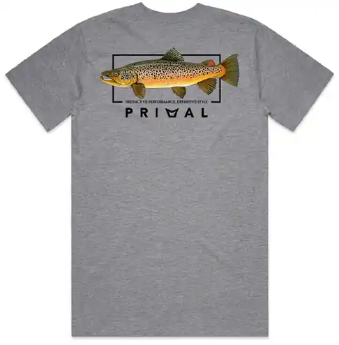 Primal Artist Tee Brown Trout Grey Marle- S