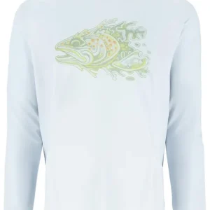 Simms Tech Hoody - Artist Series UV-Schutz Shirt mit Kapuze Bimini Trout Head- S