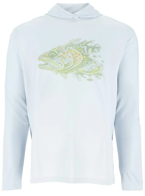 Simms Tech Hoody - Artist Series UV-Schutz Shirt mit Kapuze Bimini Trout Head- S