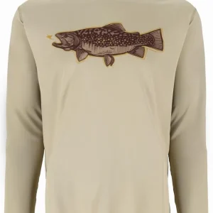 Simms Tech Hoody - Artist Series UV-Schutz Shirt mit Kapuze Stone Trout Fly- S