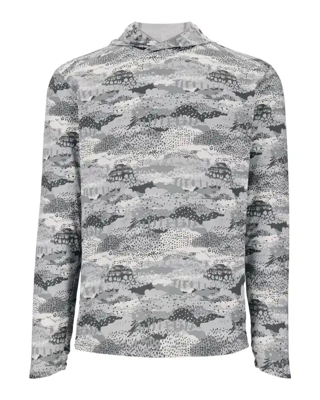 Simms BugStopper SolarFlex Hoody UV & Insektenschutz Shirt mit Kapuze Shroud Sterling- M