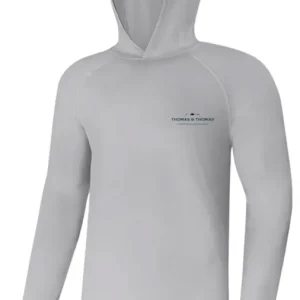 Thomas & Thomas Steel Grey Tech Hoody with Brown & Rainbow Trout on back UPF30+ Sonnenschutz- S