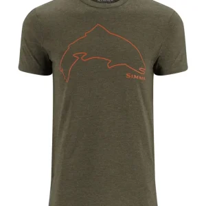 Simms Trout Outline T-Shirt loden heather- S