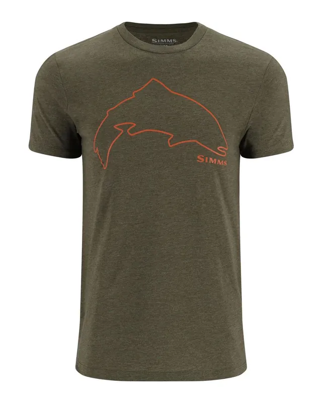 Simms Trout Outline T-Shirt loden heather- S