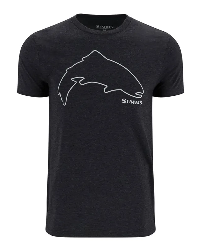 Simms Trout Outline T-Shirt dark gunmetal heather- S