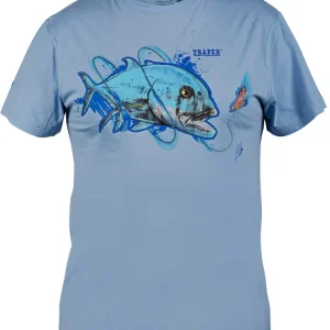 Traper Art T-Shirt Giant Travelly GT light blue- S
