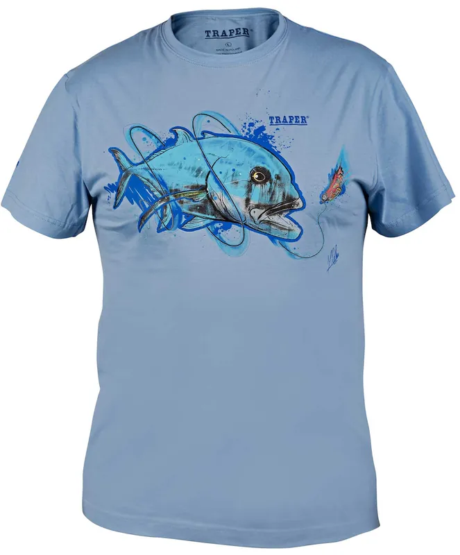 Traper Art T-Shirt Giant Travelly GT light blue- S