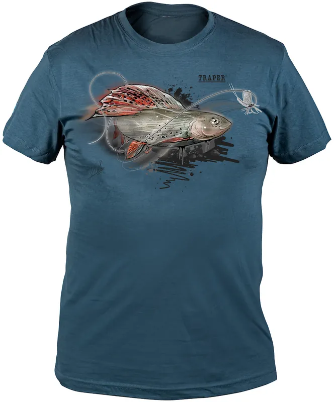 Traper Art T-Shirt Grayling Äsche denim- M