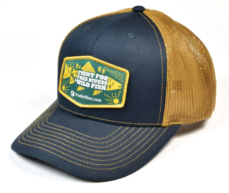 Frödin Free Rivers & Wild Fish Trucker Hat Cap navy caramel-
