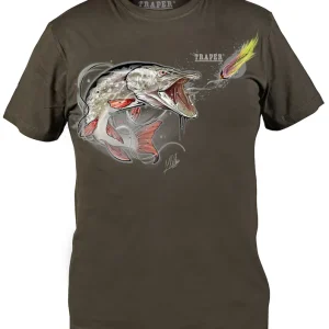 Traper Art T-Shirt Pike On Fly dark khaki- S