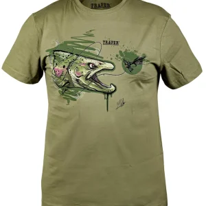 Traper Art T-Shirt Trout light khaki- M