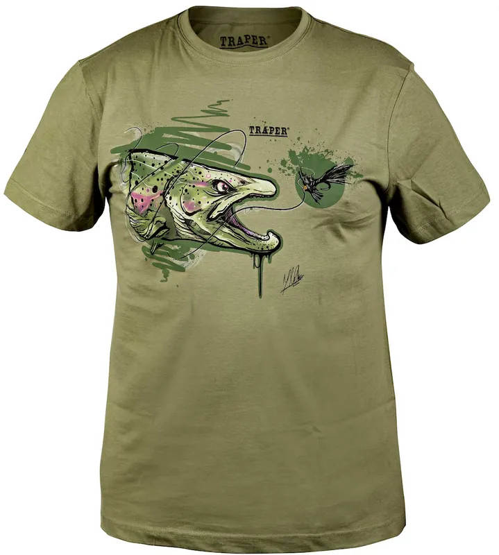 Traper Art T-Shirt Trout light khaki- M