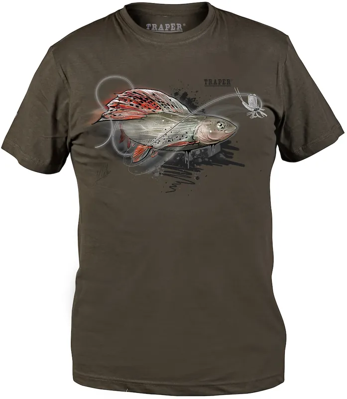 Traper Art T-Shirt Grayling Äsche dark khaki- M
