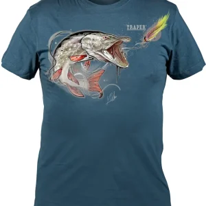 Traper Art T-Shirt Pike On Fly denim- S