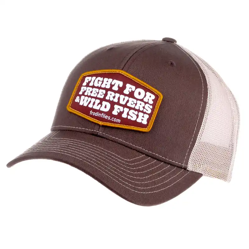 Frödin Free Rivers & Wild Fish Trucker Hat Cap brown tan-