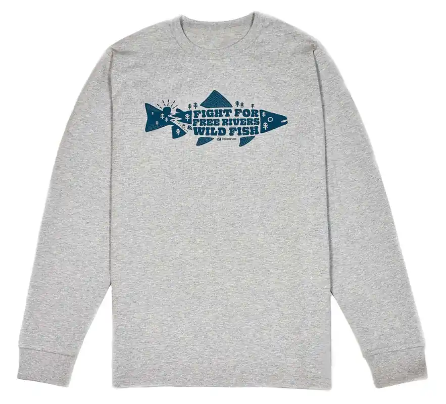 Frödin Free Rivers & Wild Fish Long Sleeve T-Shirt heather grey- S