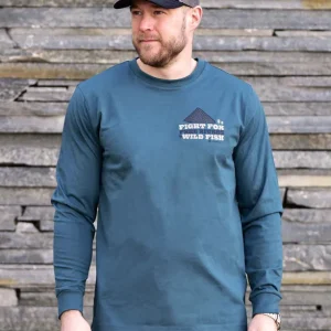 Frödin Free Rivers & Wild Fish Long Sleeve T-Shirt earth blue-                                                                                                                                                                                                                        S