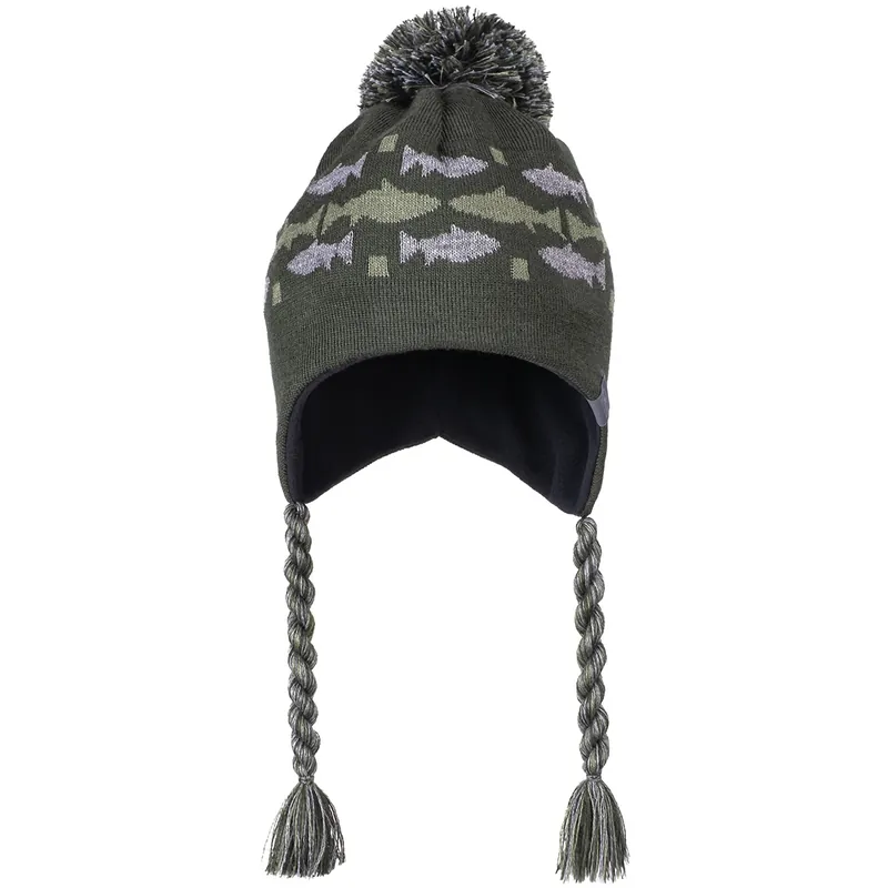 Loop Nordic Pom Beanie Mütze- dark green/grey
