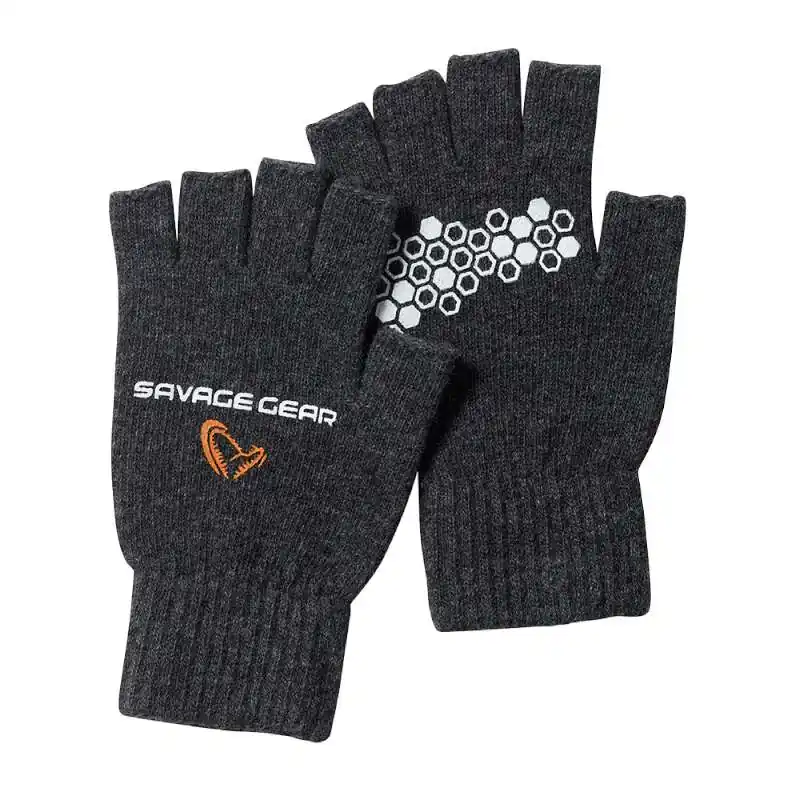 Savage Gear Knitted Half Finger Glove Handschuh- M