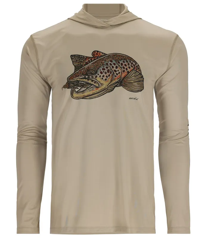 Simms Tech Hoody Langarmhemd Artist Series stone/brown trout- XXL