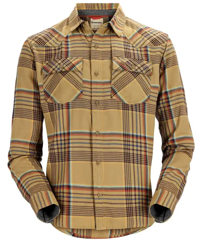 Simms Santee Flannel Shirt Hemd camel/navy/clay neo plaid- S