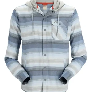 Simms Santee Flannel Hoody Hemd navy/storm/steel blue stripe-                                                                                                                                                                                                                        S