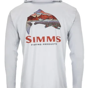 Simms Tech Hoody Langarmhemd Artist Series Trout Logo flame/sterling- 3XL